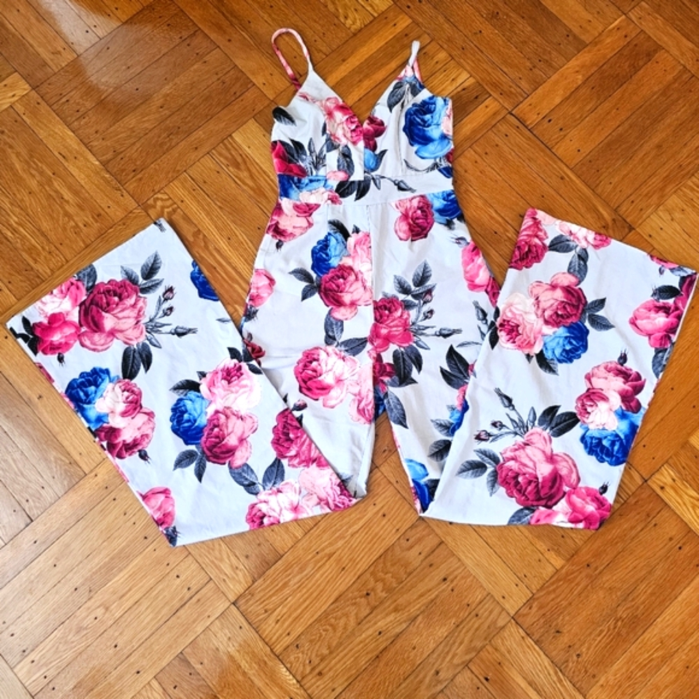 Privy Privately Privileged Floral Wide Leg Women's Jumpsuit with Spaghetti Strap